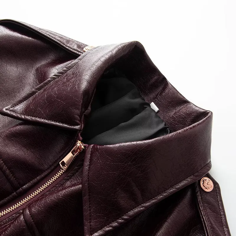 Damen Kurzjacke im Corsagenstil aus Lederoptik mit betonten Schultern Drune