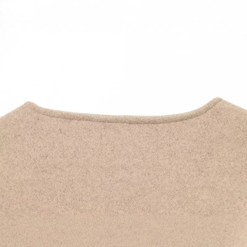 Damen Kurzjacke im Boxy‑Cropped‑Wollmix mit sichtbarem Metallreißverschluss und Kontrastmanschetten Drune