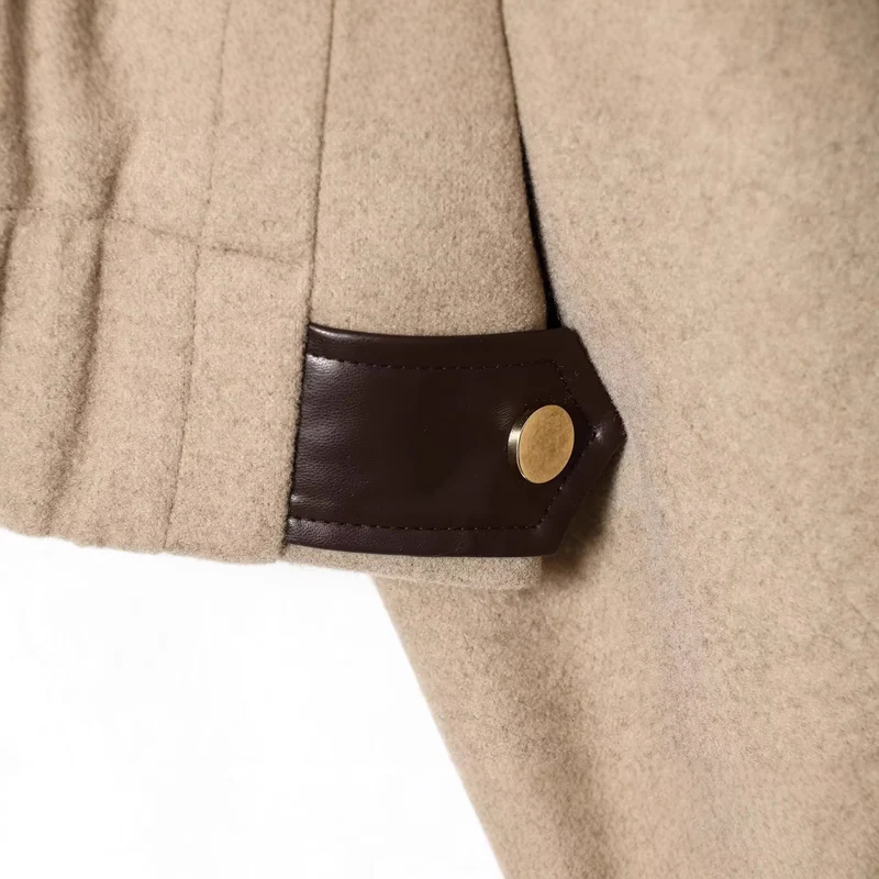 Damen Kurzjacke im Boxy‑Cropped‑Wollmix mit sichtbarem Metallreißverschluss und Kontrastmanschetten Drune