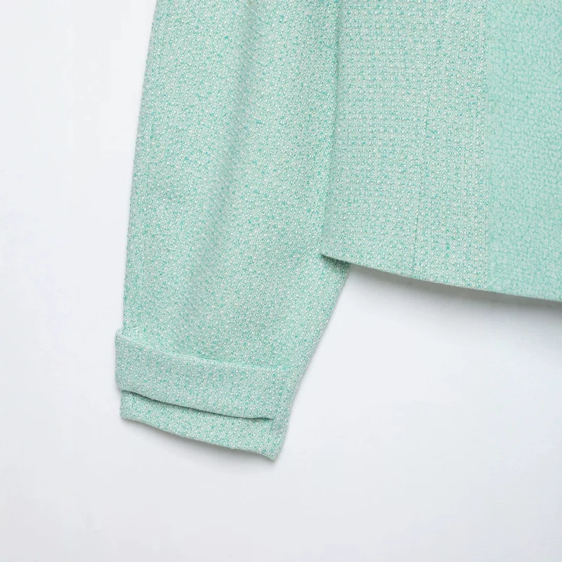 Damen Kurzjacke im Bouclé‑Mix mit verdecktem Reißverschluss und Hemdkragen Drune