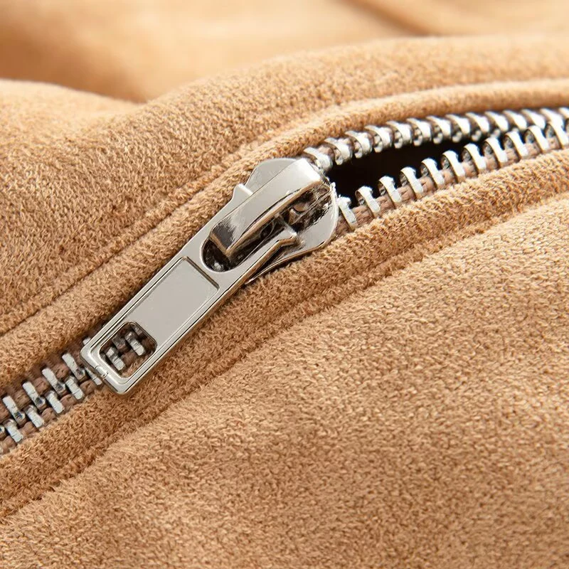 Damen Kurzjacke aus Velourslederoptik mit Reißverschluss und elastischem Saum Drune