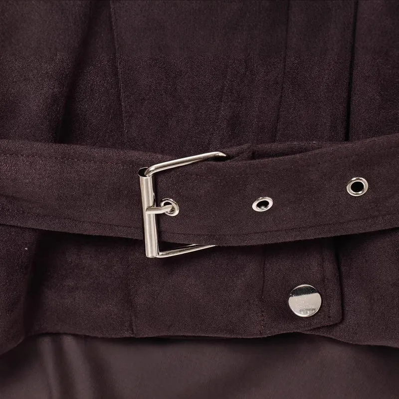 Damen Kurzjacke aus Veloursimitat mit Taillengürtel, kastigem Schnitt und Reißverschlusstaschen Drune