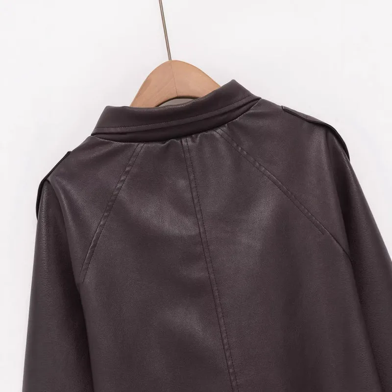 Damen Kurzjacke aus veganer Lederoptik im Boxy-Oversize-Schnitt Drune