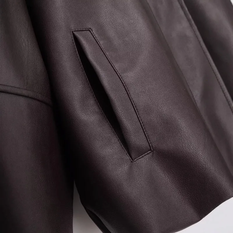 Damen Kurzjacke aus veganer Lederoptik im Boxy-Oversize-Schnitt Drune