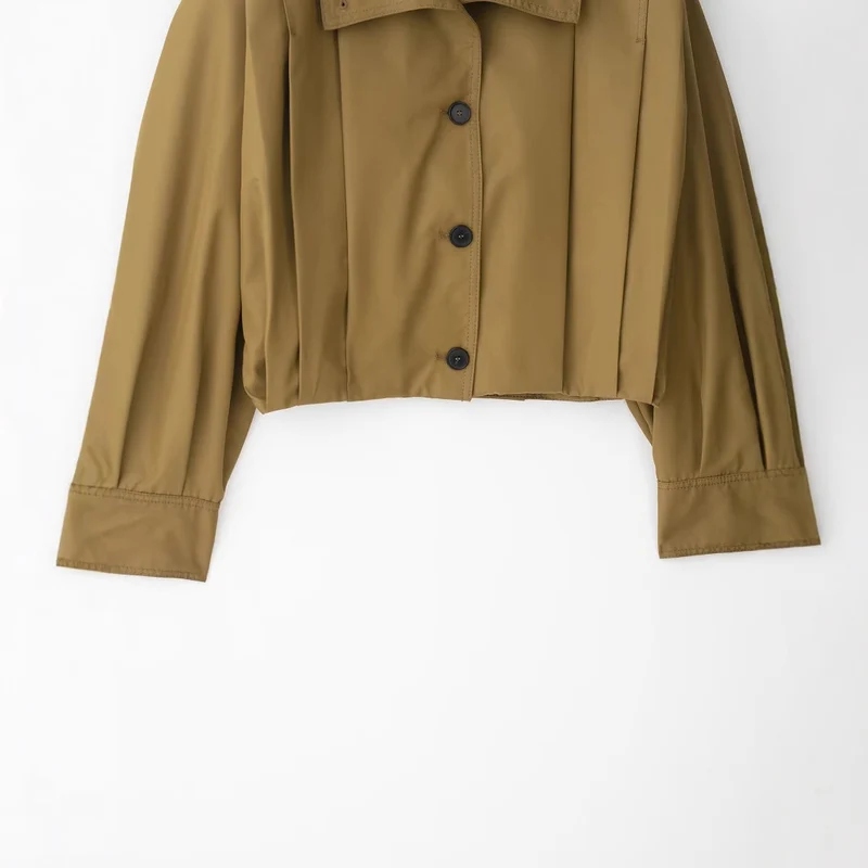 Damen Kurzgeschnittene Trenchjacke im Boxy-Schnitt mit breitem Revers und Epauletten Drune