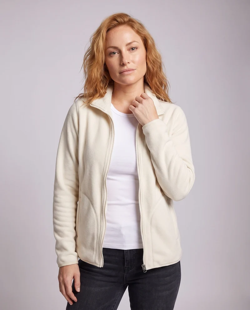 Damen warme Fleecejacke mit Teddy-Futter, Stehhals und durchgehendem Reißverschluss Drune