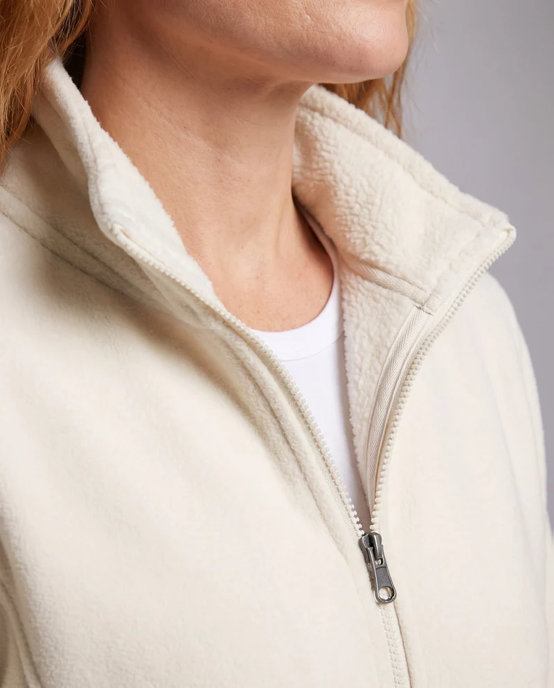 Damen warme Fleecejacke mit Teddy-Futter, Stehhals und durchgehendem Reißverschluss Drune