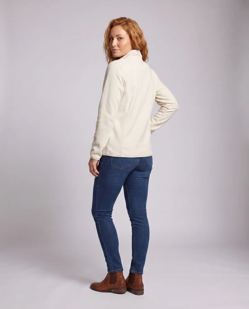 Damen warme Fleecejacke mit Teddy-Futter, Stehhals und durchgehendem Reißverschluss Drune