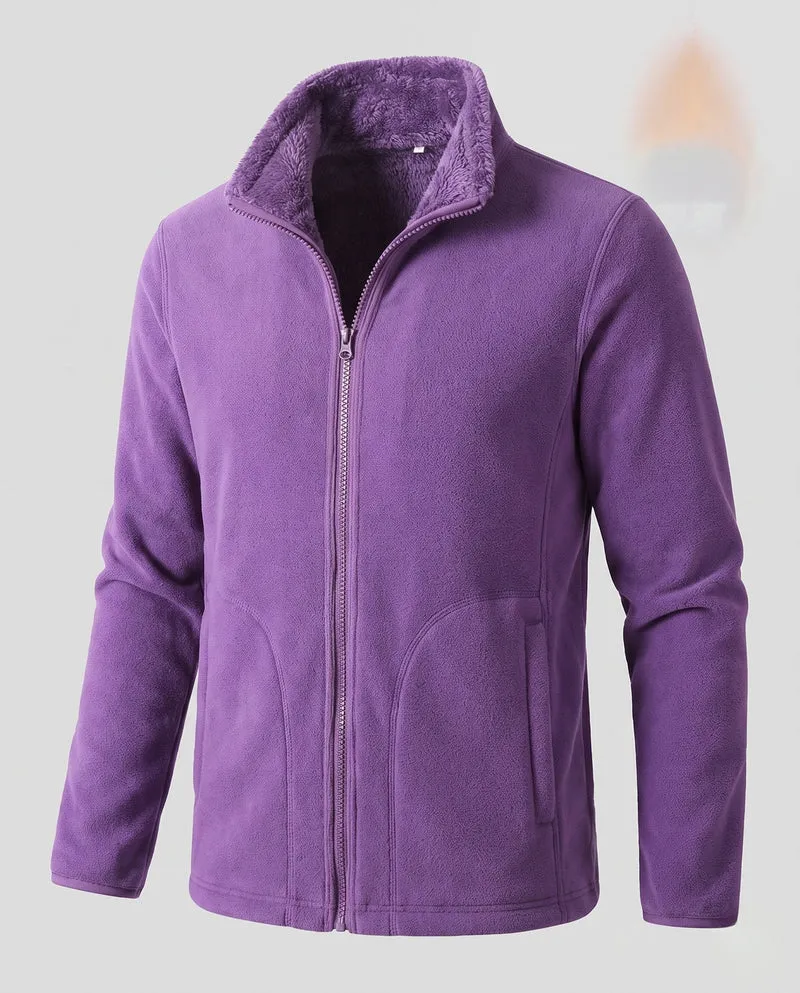 Damen warme Fleecejacke mit Teddy-Futter, Stehhals und durchgehendem Reißverschluss Drune