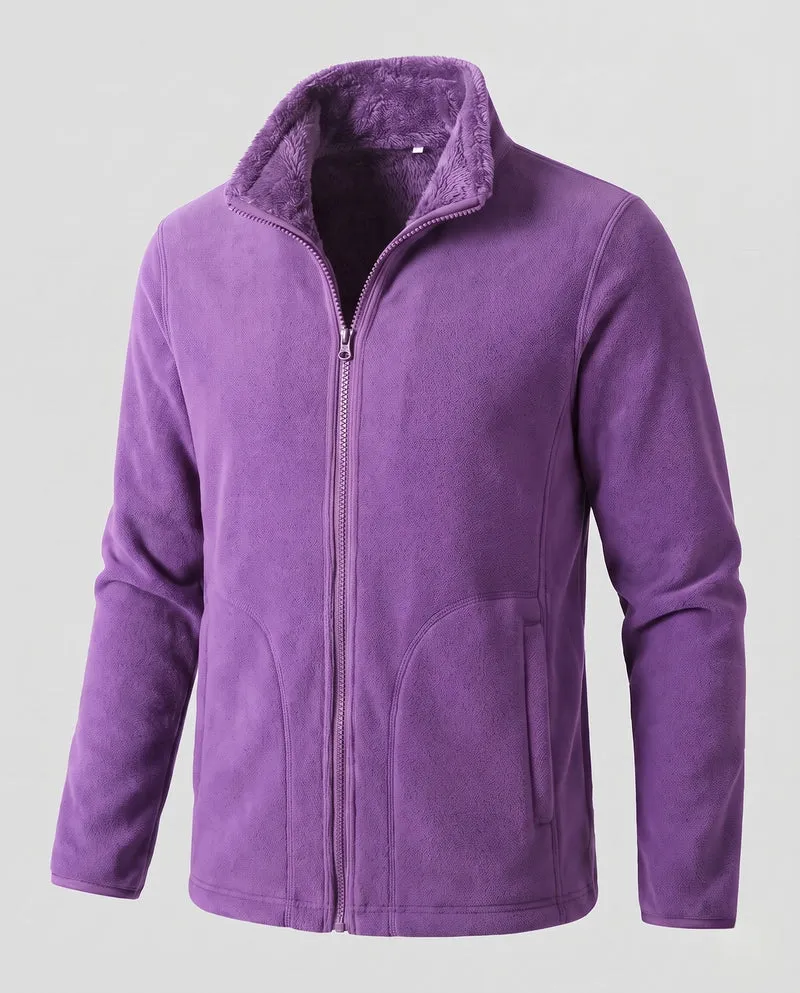 Damen warme Fleecejacke mit Teddy-Futter, Stehhals und durchgehendem Reißverschluss Drune