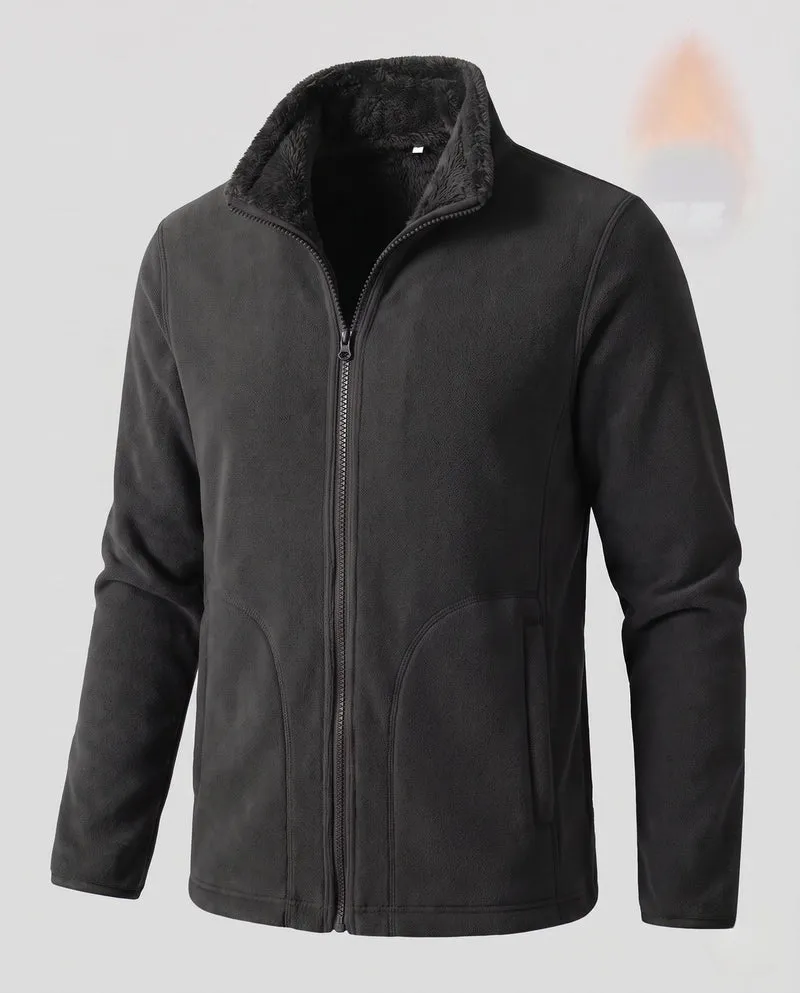 Damen warme Fleecejacke mit Teddy-Futter, Stehhals und durchgehendem Reißverschluss Drune