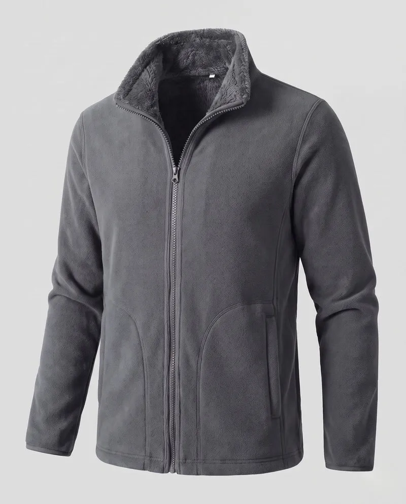 Damen warme Fleecejacke mit Teddy-Futter, Stehhals und durchgehendem Reißverschluss Drune