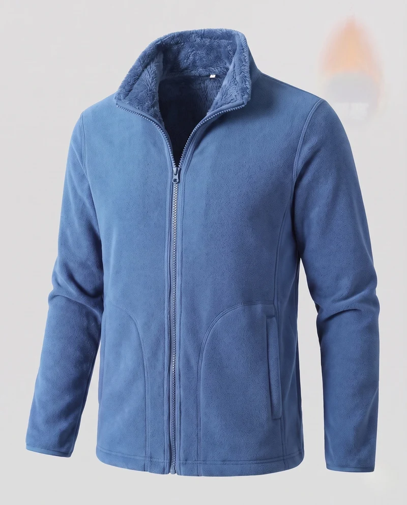 Damen warme Fleecejacke mit Teddy-Futter, Stehhals und durchgehendem Reißverschluss Drune