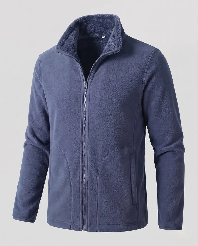 Damen warme Fleecejacke mit Teddy-Futter, Stehhals und durchgehendem Reißverschluss Drune