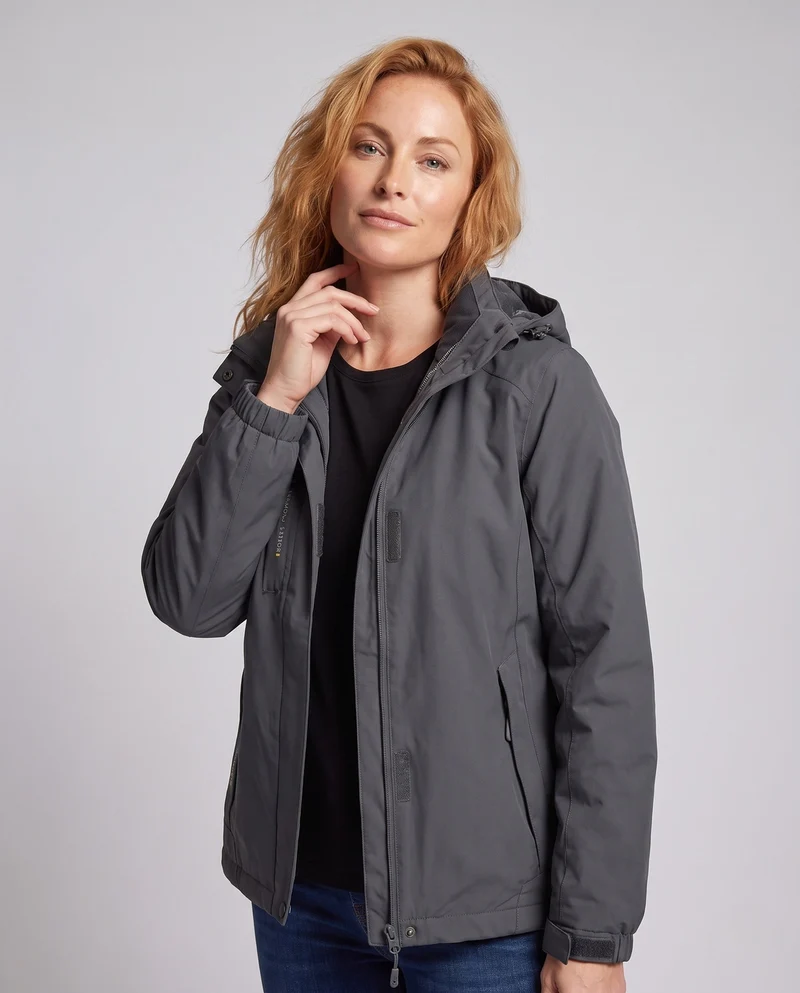 Damen wasserdichte, gepolsterte Winterjacke mit Kapuze und wärmendem Fleece-Futter Drune