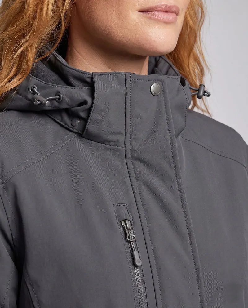 Damen wasserdichte, gepolsterte Winterjacke mit Kapuze und wärmendem Fleece-Futter Drune