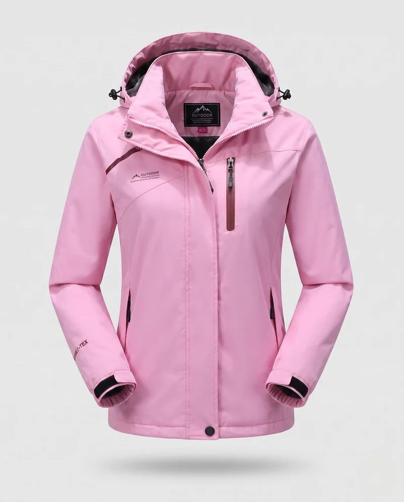 Damen wasserdichte, gepolsterte Winterjacke mit Kapuze und wärmendem Fleece-Futter Drune