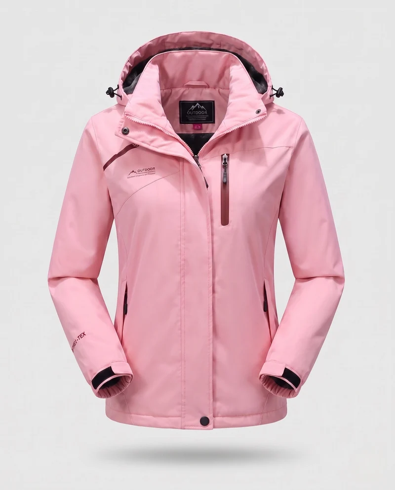 Damen wasserdichte, gepolsterte Winterjacke mit Kapuze und wärmendem Fleece-Futter Drune