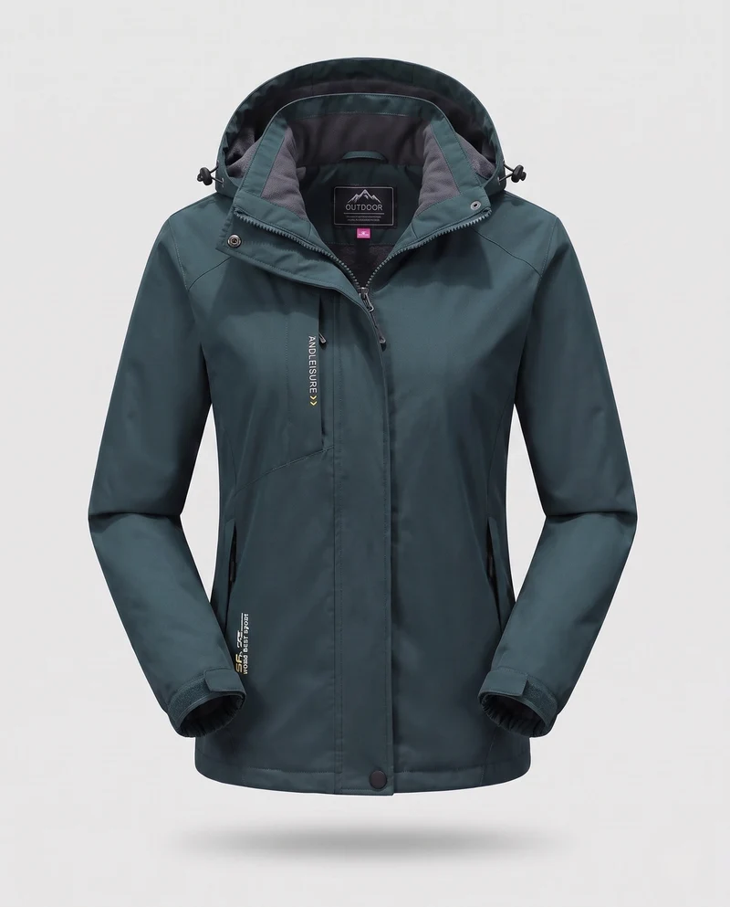 Damen wasserdichte, gepolsterte Winterjacke mit Kapuze und wärmendem Fleece-Futter Drune