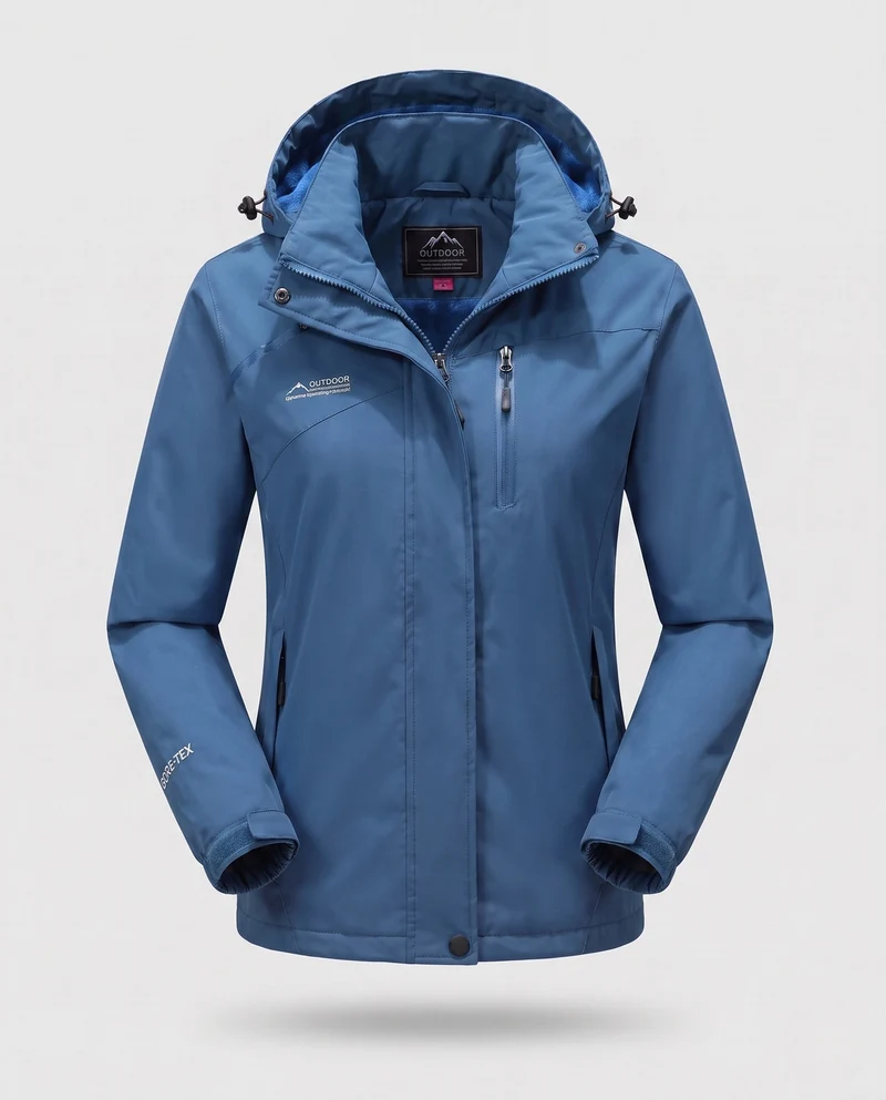 Damen wasserdichte, gepolsterte Winterjacke mit Kapuze und wärmendem Fleece-Futter Drune