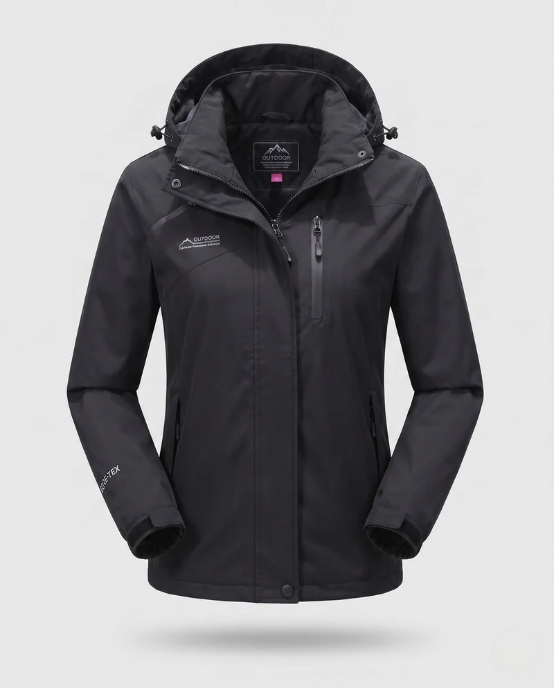 Damen wasserdichte, gepolsterte Winterjacke mit Kapuze und wärmendem Fleece-Futter Drune