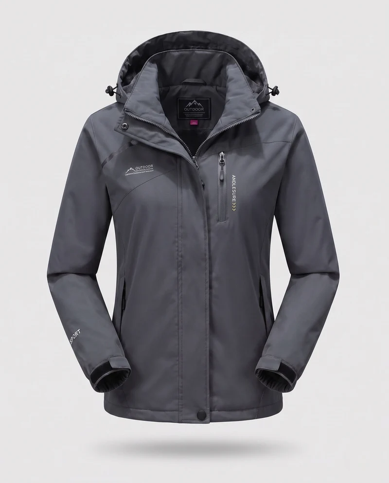 Damen wasserdichte, gepolsterte Winterjacke mit Kapuze und wärmendem Fleece-Futter Drune