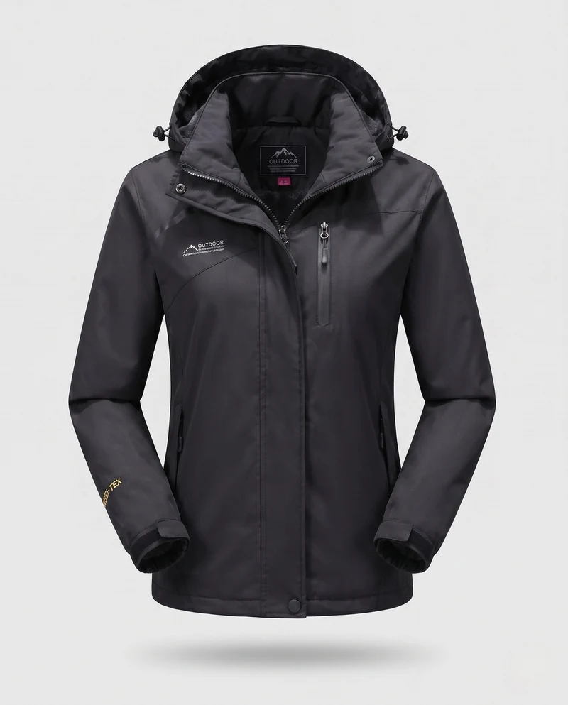 Damen wasserdichte, gepolsterte Winterjacke mit Kapuze und wärmendem Fleece-Futter Drune