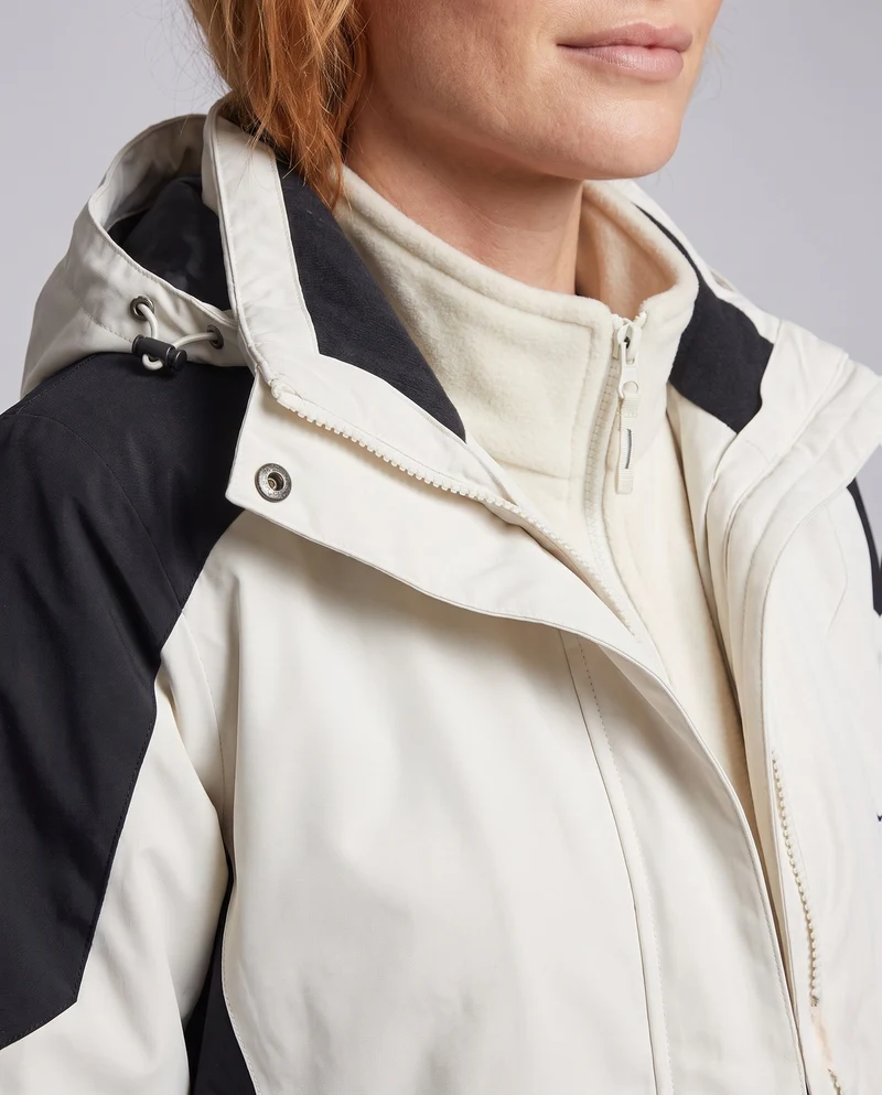 Damen wasserdichte zweilagige Outdoor-Jacke mit Kapuze, atmungsaktiver Membran und verstellbarem Saum Drune