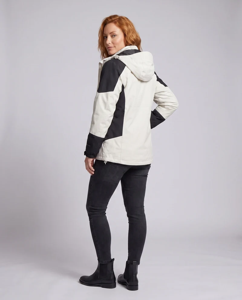 Damen wasserdichte zweilagige Outdoor-Jacke mit Kapuze, atmungsaktiver Membran und verstellbarem Saum Drune