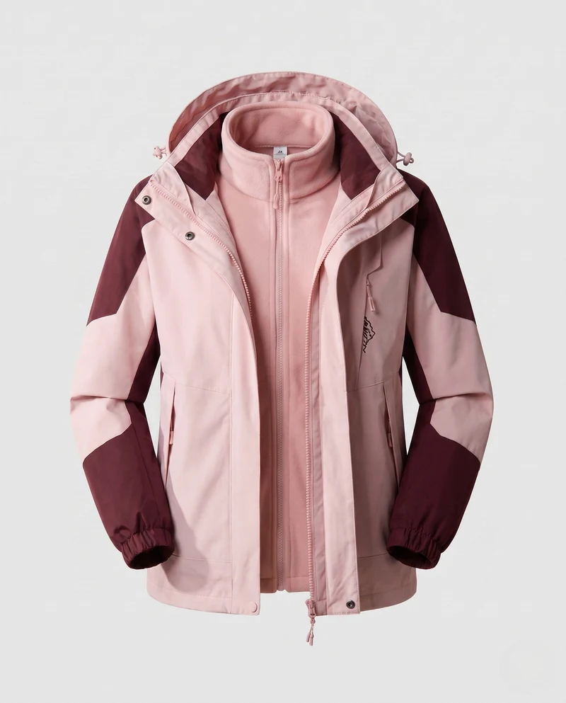 Damen wasserdichte zweilagige Outdoor-Jacke mit Kapuze, atmungsaktiver Membran und verstellbarem Saum Drune