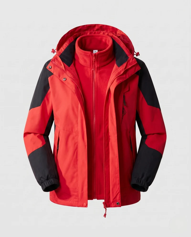 Damen wasserdichte zweilagige Outdoor-Jacke mit Kapuze, atmungsaktiver Membran und verstellbarem Saum Drune