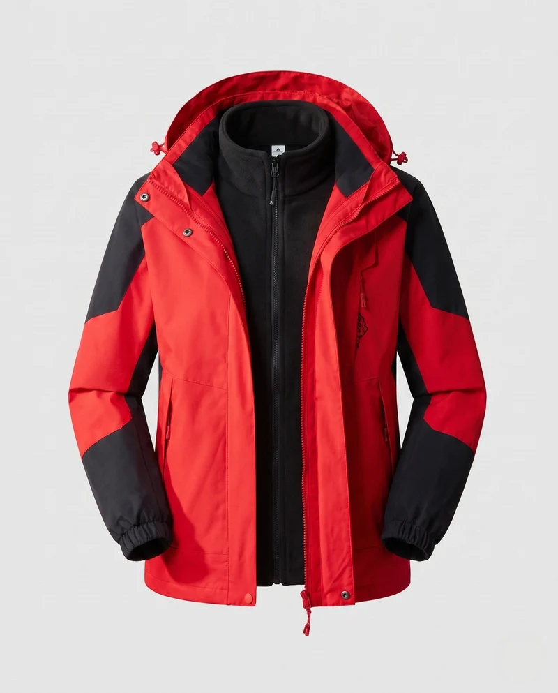 Damen wasserdichte zweilagige Outdoor-Jacke mit Kapuze, atmungsaktiver Membran und verstellbarem Saum Drune