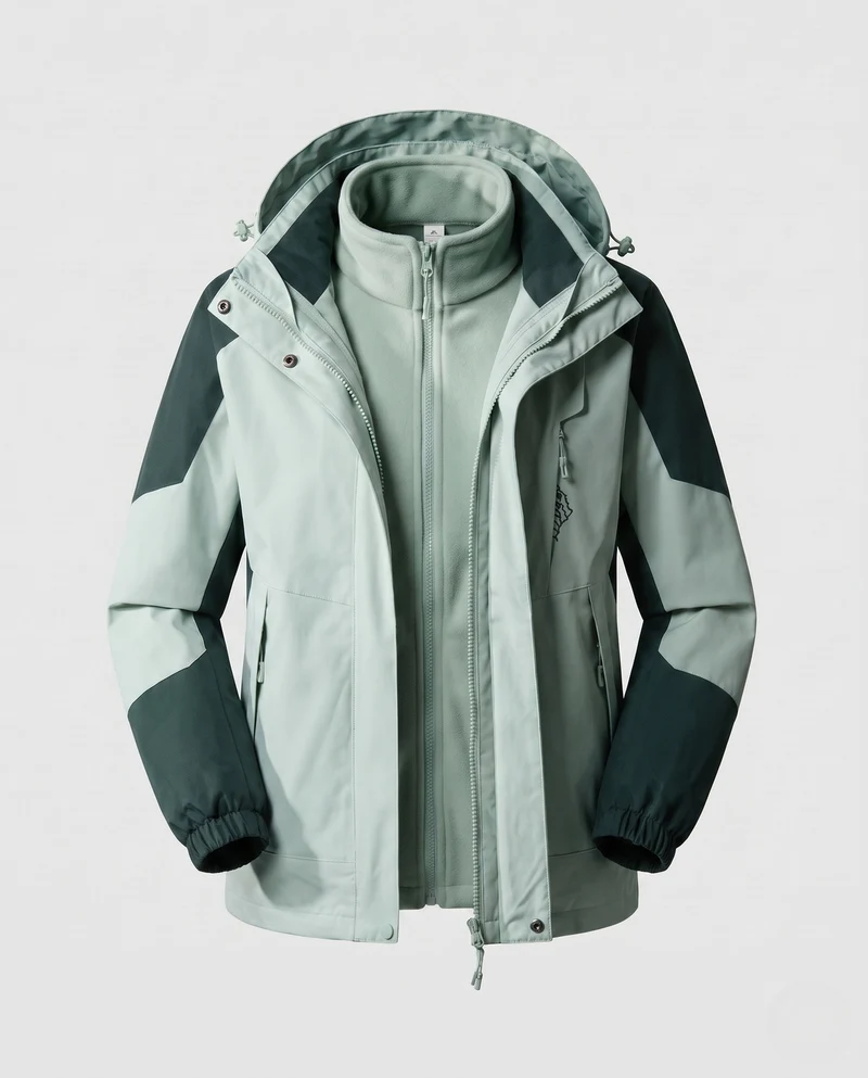 Damen wasserdichte zweilagige Outdoor-Jacke mit Kapuze, atmungsaktiver Membran und verstellbarem Saum Drune