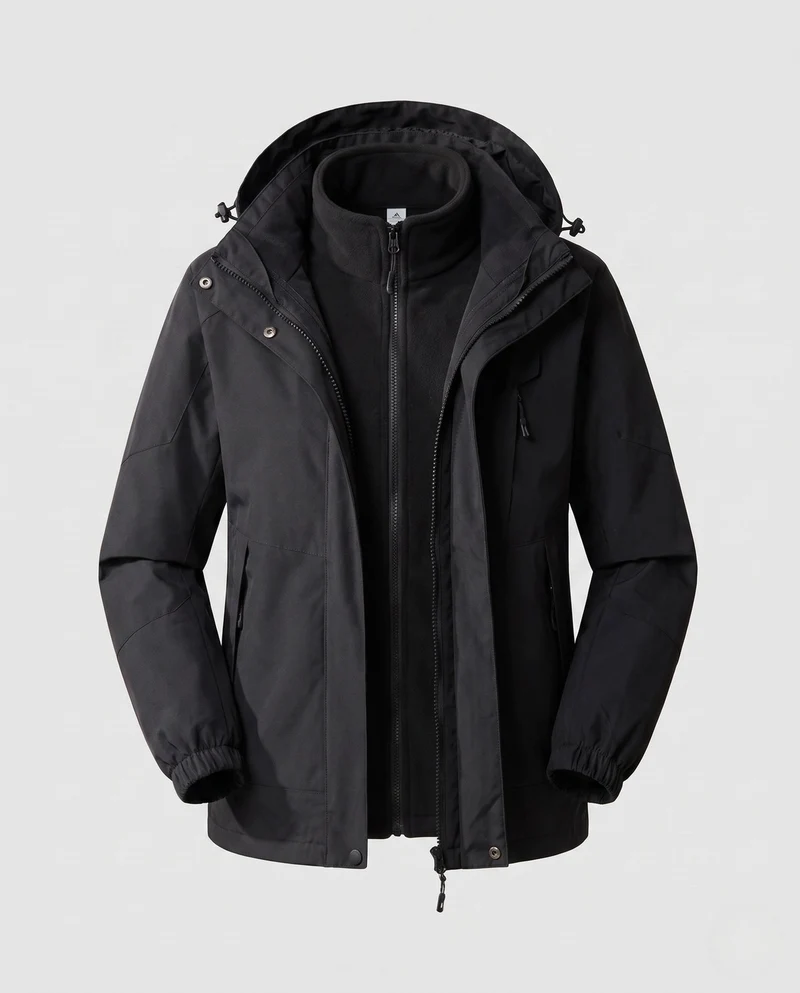 Damen wasserdichte zweilagige Outdoor-Jacke mit Kapuze, atmungsaktiver Membran und verstellbarem Saum Drune