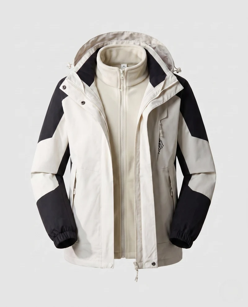 Damen wasserdichte zweilagige Outdoor-Jacke mit Kapuze, atmungsaktiver Membran und verstellbarem Saum Drune