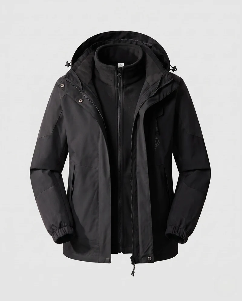 Damen wasserdichte zweilagige Outdoor-Jacke mit Kapuze, atmungsaktiver Membran und verstellbarem Saum Drune