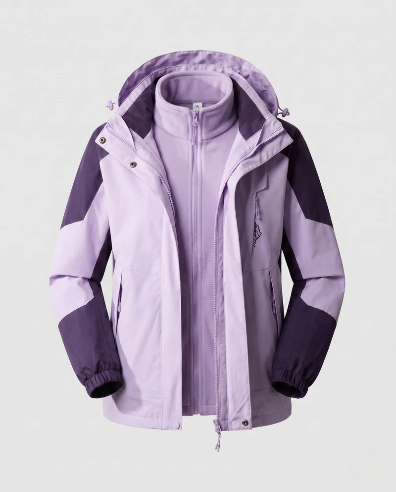Damen wasserdichte zweilagige Outdoor-Jacke mit Kapuze, atmungsaktiver Membran und verstellbarem Saum Drune