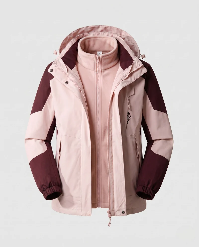 Damen wasserdichte zweilagige Outdoor-Jacke mit Kapuze, atmungsaktiver Membran und verstellbarem Saum Drune