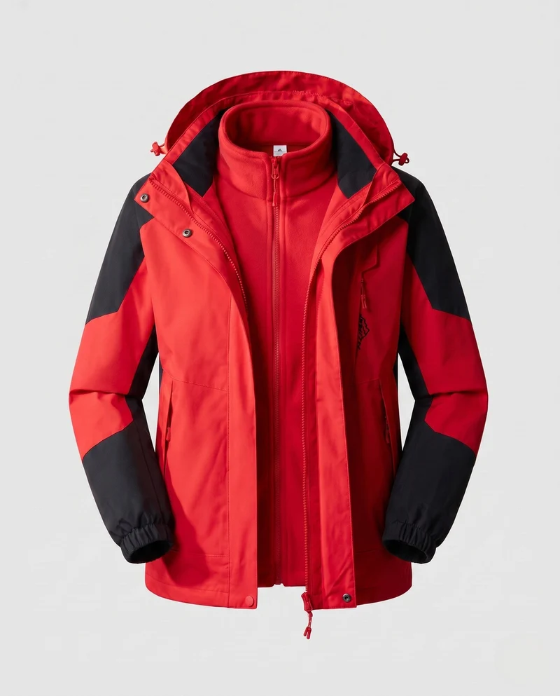 Damen wasserdichte zweilagige Outdoor-Jacke mit Kapuze, atmungsaktiver Membran und verstellbarem Saum Drune