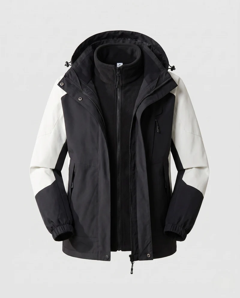 Damen wasserdichte zweilagige Outdoor-Jacke mit Kapuze, atmungsaktiver Membran und verstellbarem Saum Drune