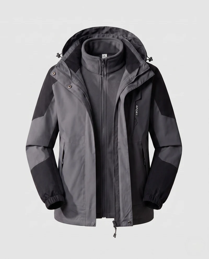 Damen wasserdichte zweilagige Outdoor-Jacke mit Kapuze, atmungsaktiver Membran und verstellbarem Saum Drune