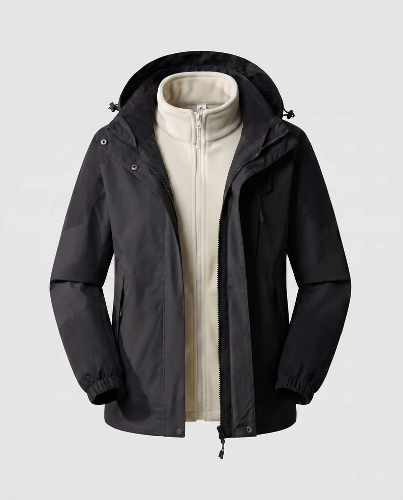 Damen wasserdichte zweilagige Outdoor-Jacke mit Kapuze, atmungsaktiver Membran und verstellbarem Saum Drune