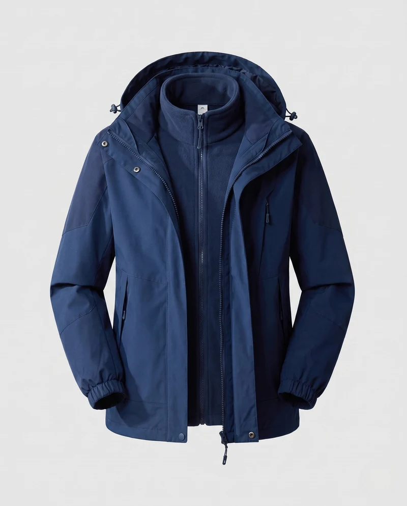 Damen wasserdichte zweilagige Outdoor-Jacke mit Kapuze, atmungsaktiver Membran und verstellbarem Saum Drune
