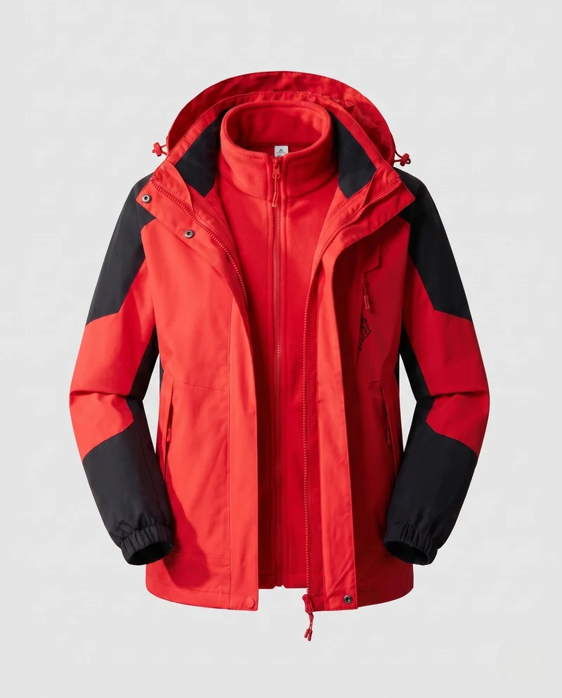 Damen wasserdichte zweilagige Outdoor-Jacke mit Kapuze, atmungsaktiver Membran und verstellbarem Saum Drune