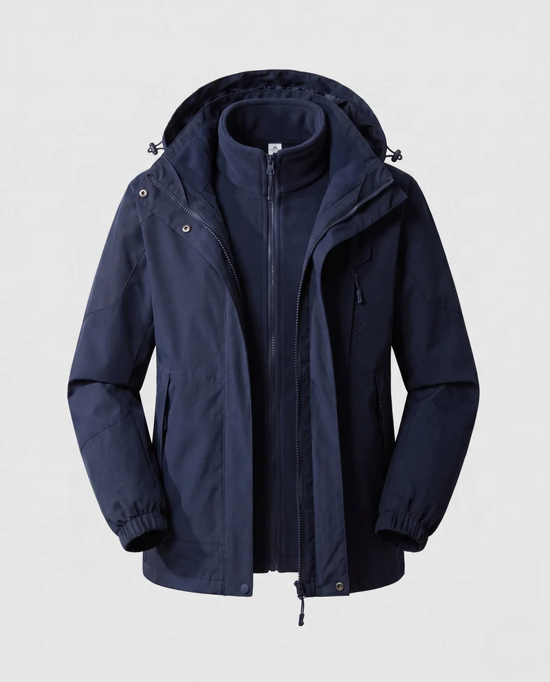 Damen wasserdichte zweilagige Outdoor-Jacke mit Kapuze, atmungsaktiver Membran und verstellbarem Saum Drune