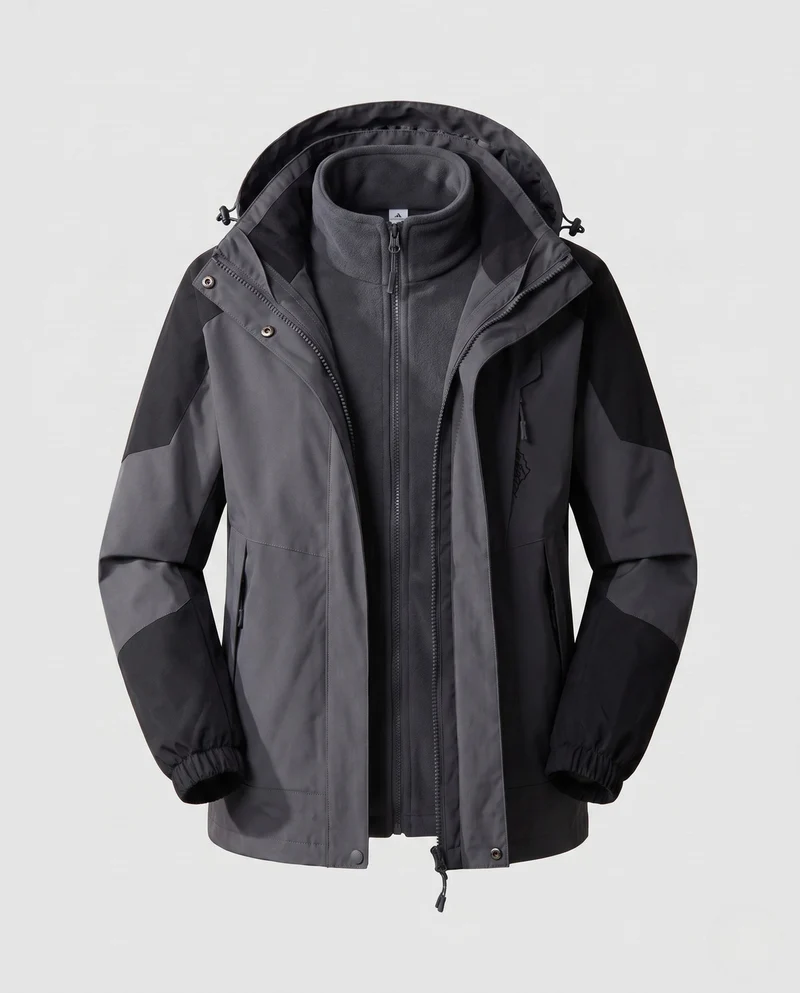 Damen wasserdichte zweilagige Outdoor-Jacke mit Kapuze, atmungsaktiver Membran und verstellbarem Saum Drune