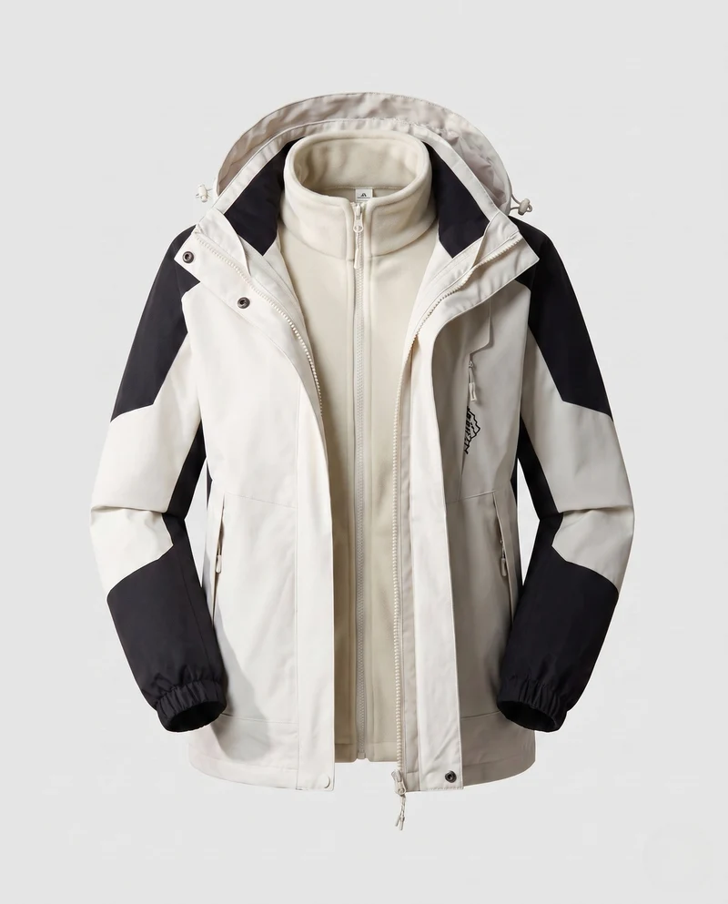 Damen wasserdichte zweilagige Outdoor-Jacke mit Kapuze, atmungsaktiver Membran und verstellbarem Saum Drune