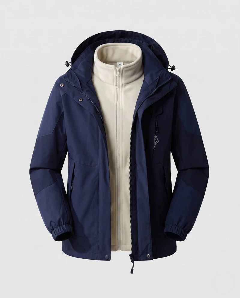 Damen wasserdichte zweilagige Outdoor-Jacke mit Kapuze, atmungsaktiver Membran und verstellbarem Saum Drune