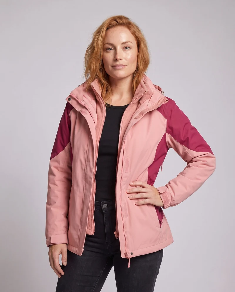 Damen Zwei-in-Eins Softshell- und Fleece-Outdoormantel mit Kapuze Drune