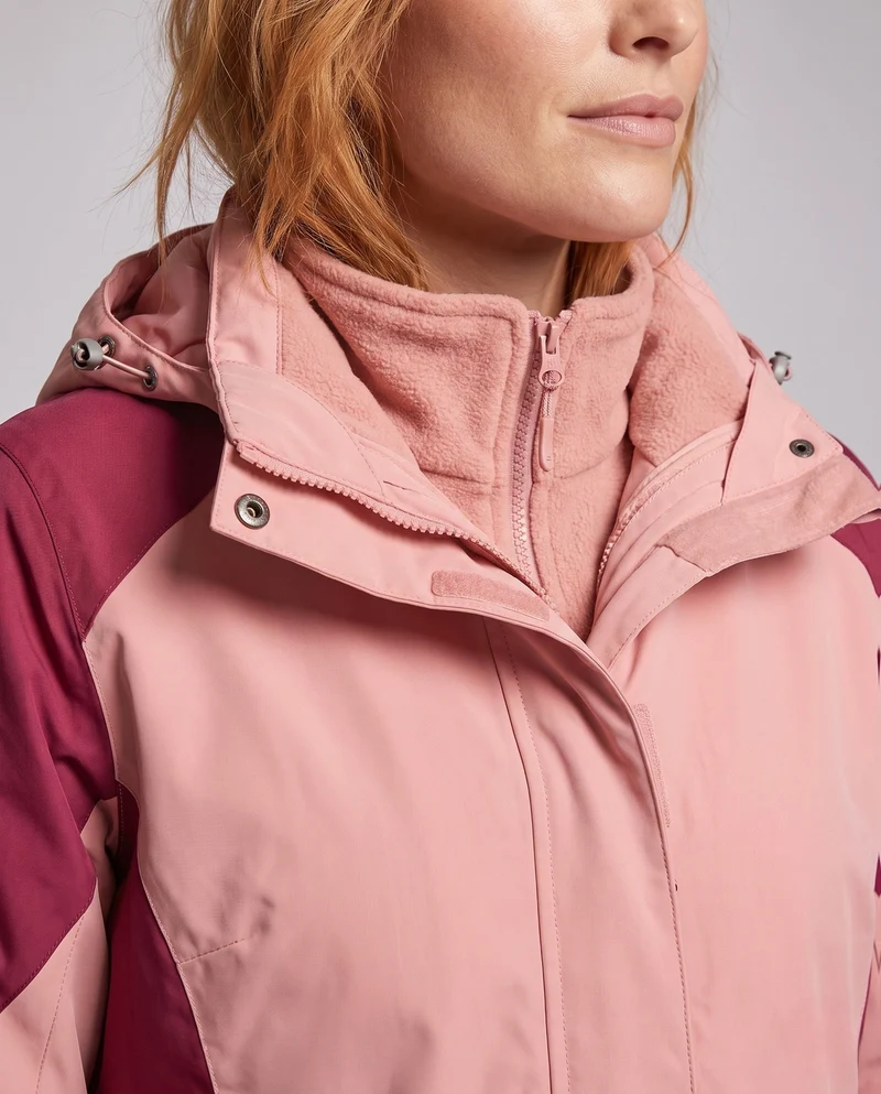Damen Zwei-in-Eins Softshell- und Fleece-Outdoormantel mit Kapuze Drune